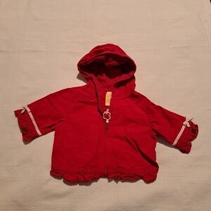 Gymboree Vintage yellow label red zip up spring jacket girls 0-6 months